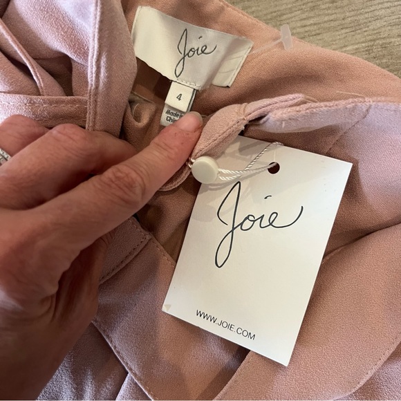 JOIE IANNA PANTS pink Pleated Belted Crepe Tapered Cropped $248 - Picture 3 of 5